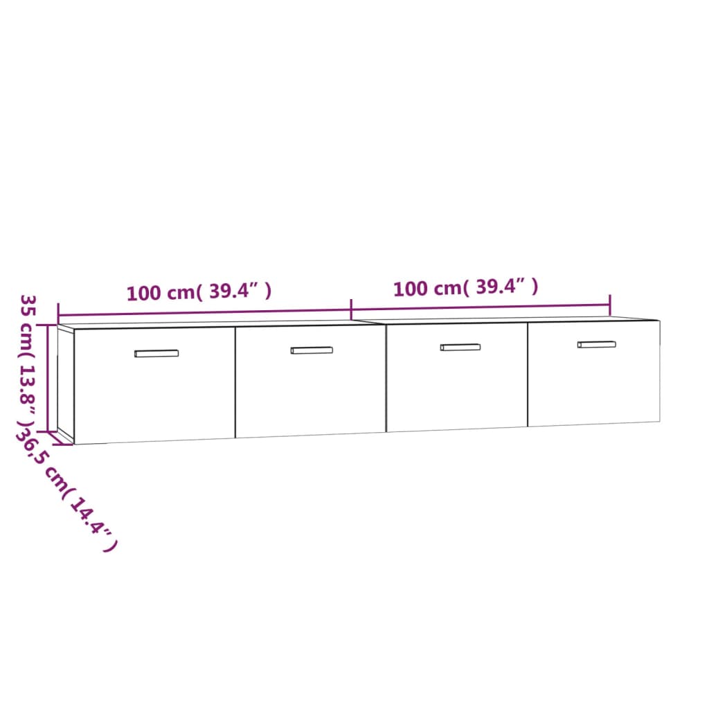 Zidni ormarići 2 kom bijeli 100x36,5x35 cm konstruirano drvo
