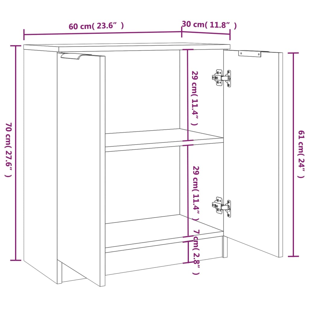 Komoda 2 kom siva boja betona 60x30x70 cm od konstruiranog drva