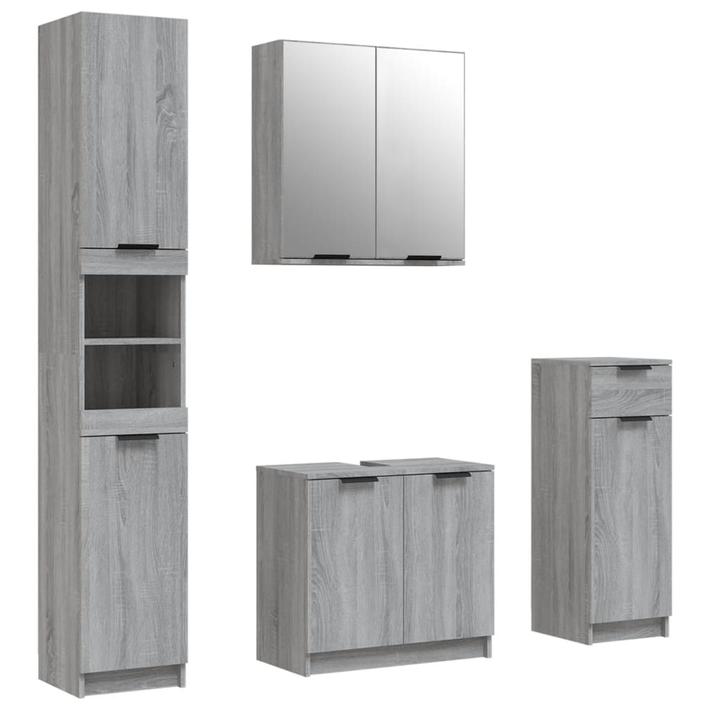 4-dijelni set kupaonskih ormarića boja hrasta sonome drveni