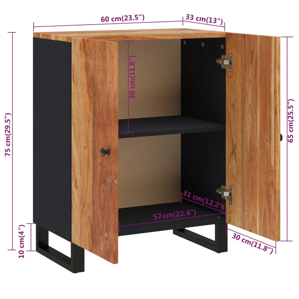 Komoda 60 x 33 x 75 cm od masivnog bagremovog drva
