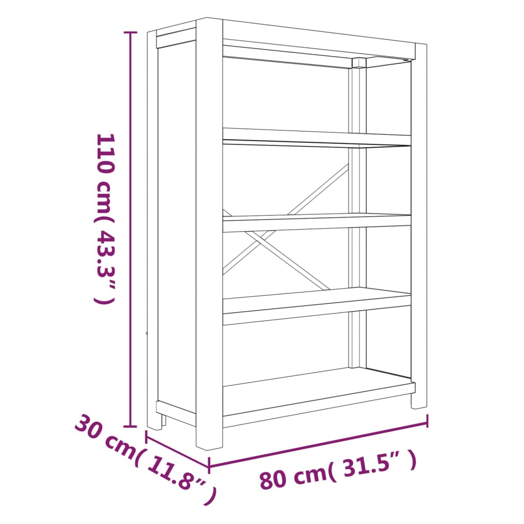 Polica za knjige s 4 razine 80x30x170 cm masivno bagremovo drvo
