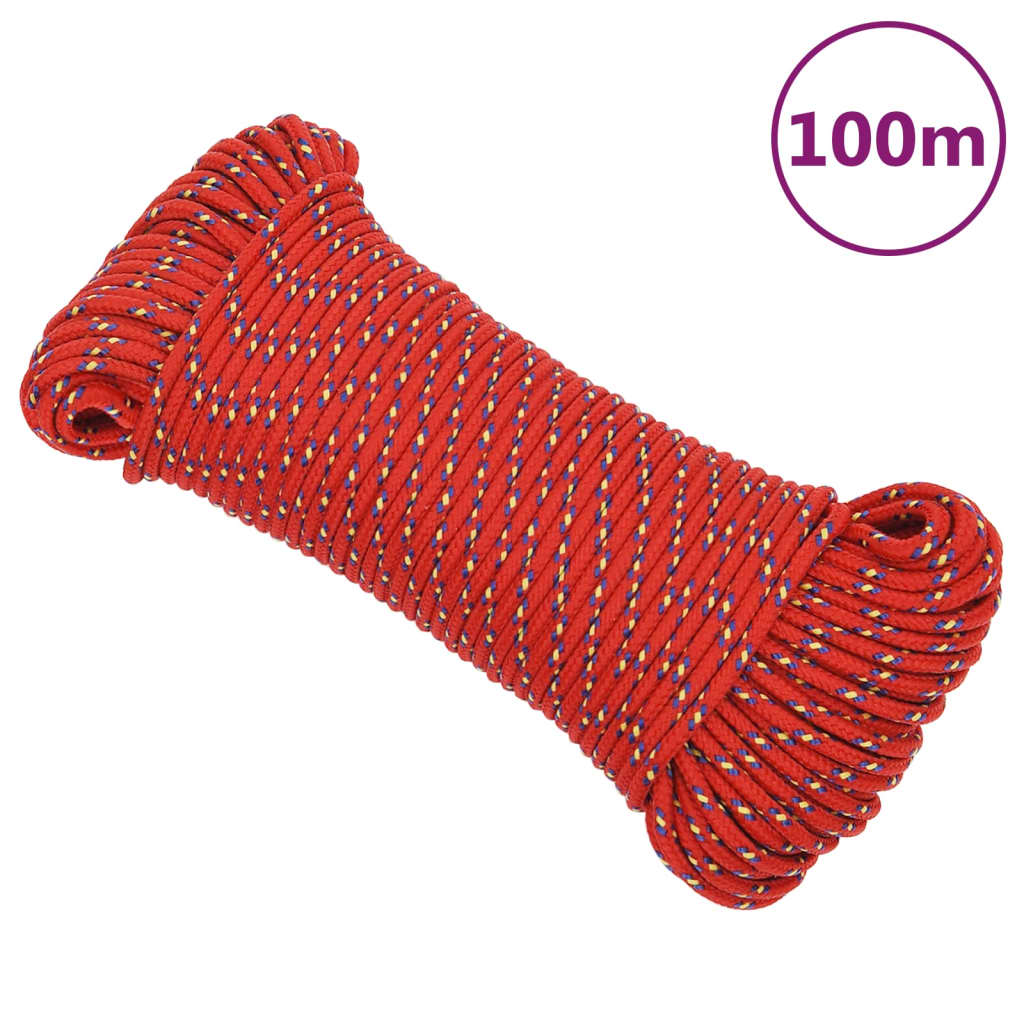 Brodski konop crveni 3 mm 100 m od polipropilena