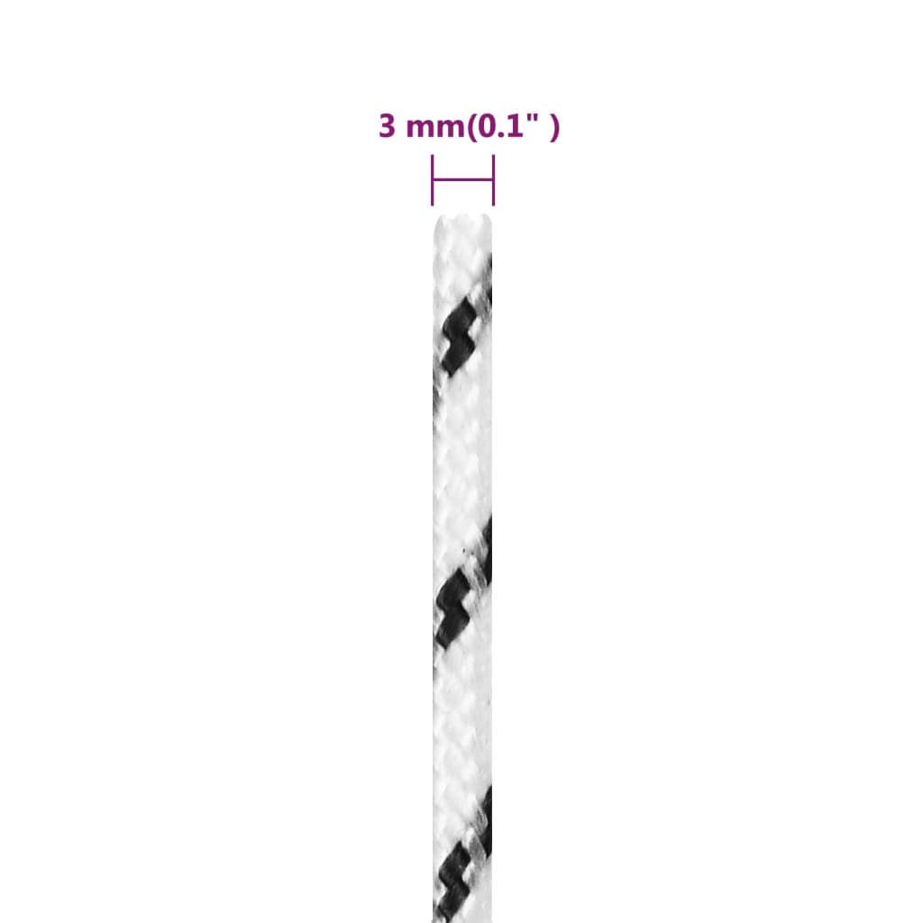 Pleteni brodski konop bijeli 3 mm x 500 m poliesterski