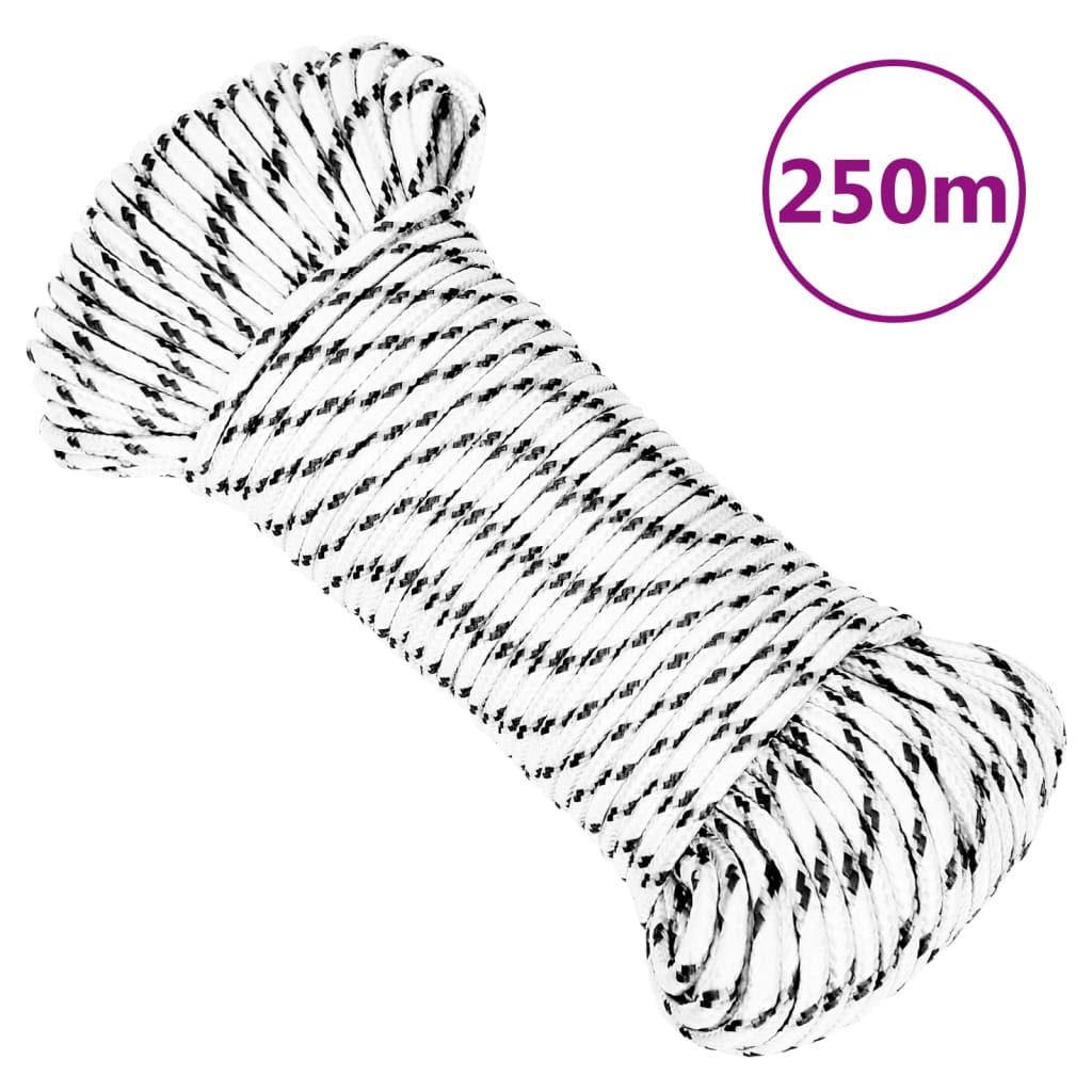 Pleteni brodski konop bijeli 4 mm x 250 m poliesterski