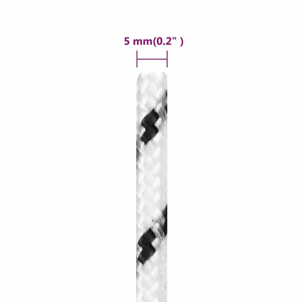 Pleteni brodski konop bijeli 5 mm x 100 m poliesterski