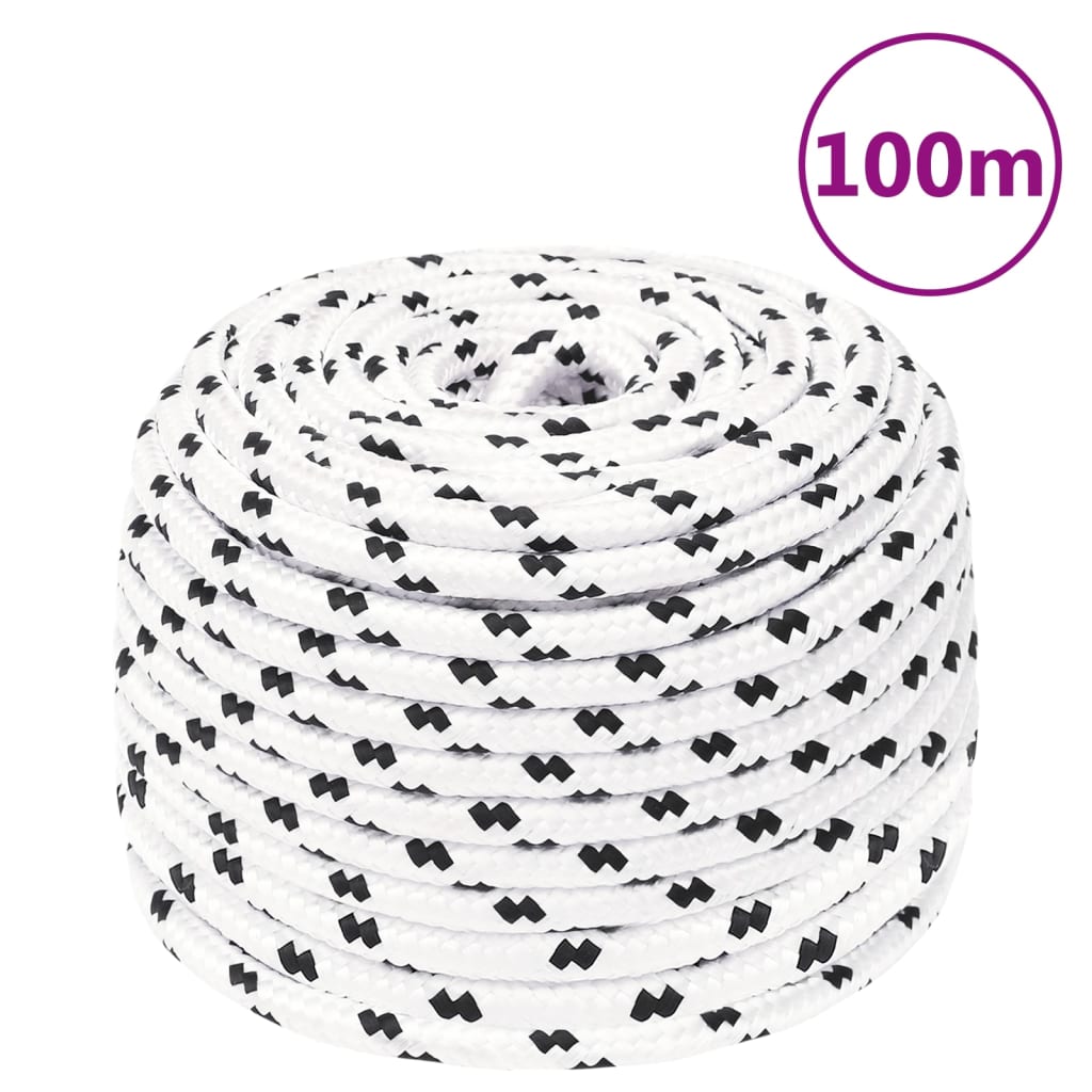 Pleteni brodski konop bijeli 6 mm x 100 m poliesterski
