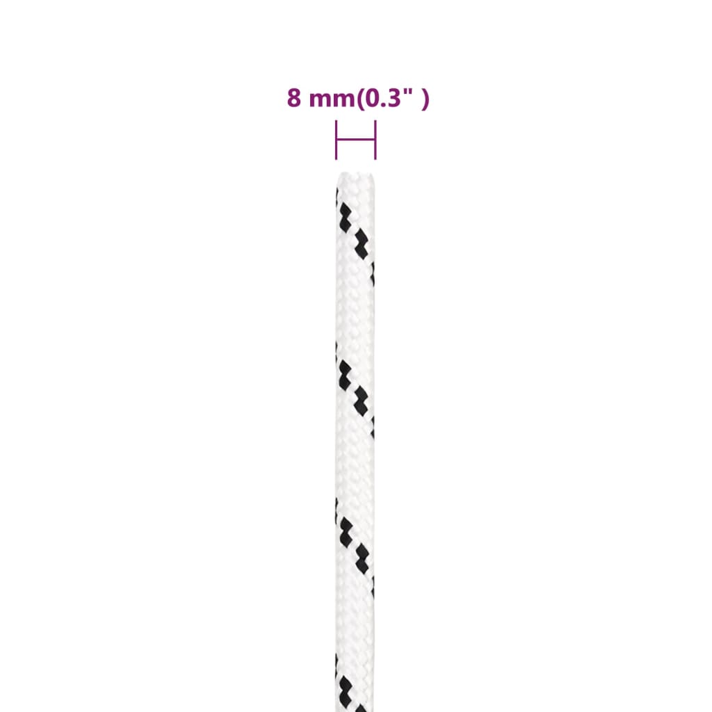 Pleteni brodski konop bijeli 8 mm x 100 m poliesterski