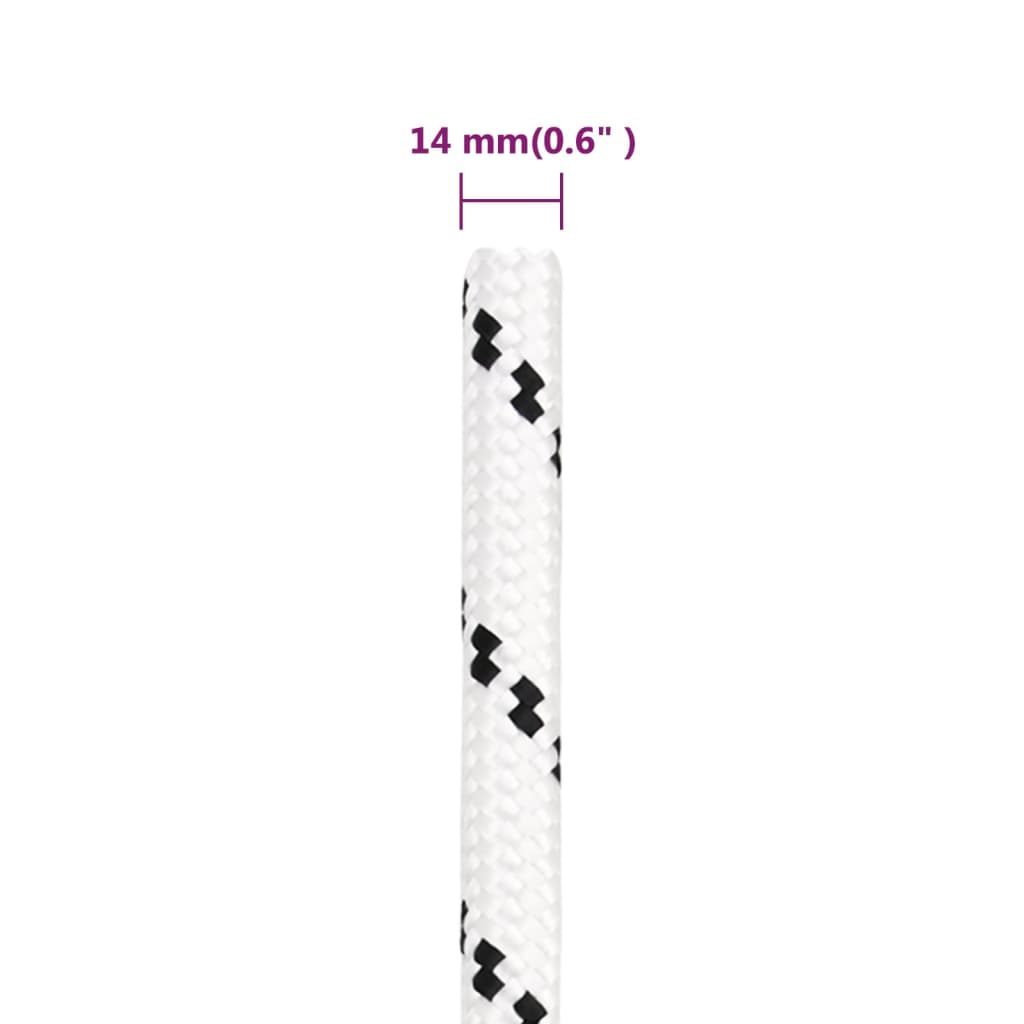 Pleteni brodski konop bijeli 14 mm x 100 m poliesterski