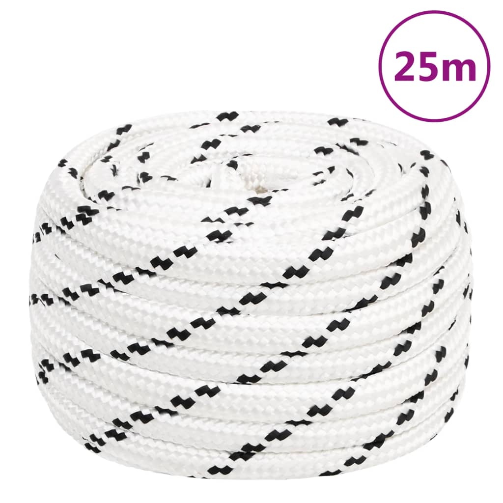 Pleteni brodski konop bijeli 16 mm x 25 m poliesterski