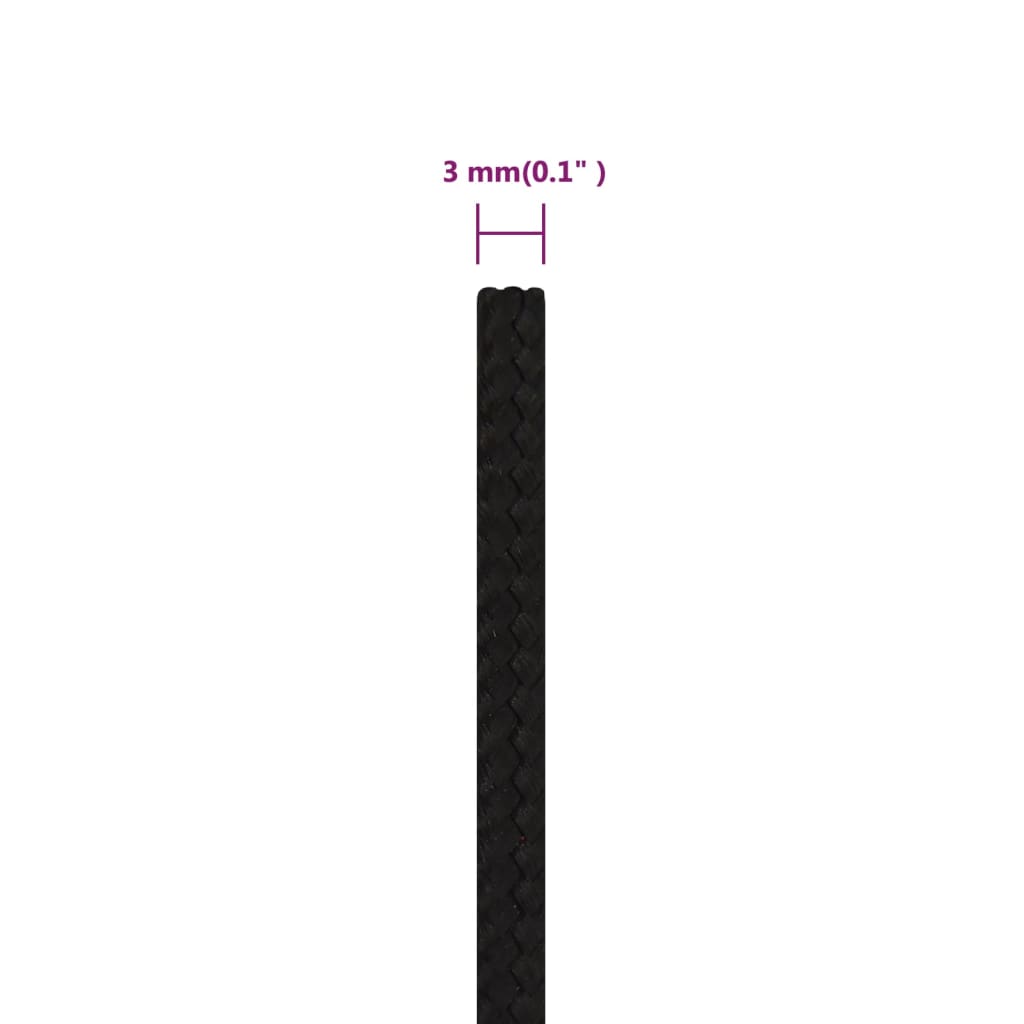 Radno uže crno 3 mm 500 m poliestersko