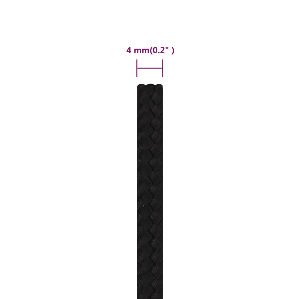 Radno uže crno 4 mm 50 m poliestersko