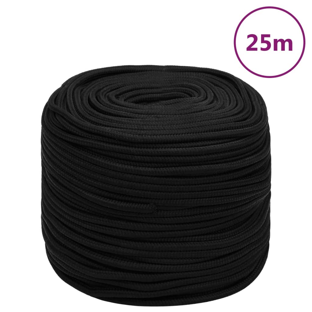 Radno uže crno 6 mm 25 m poliestersko