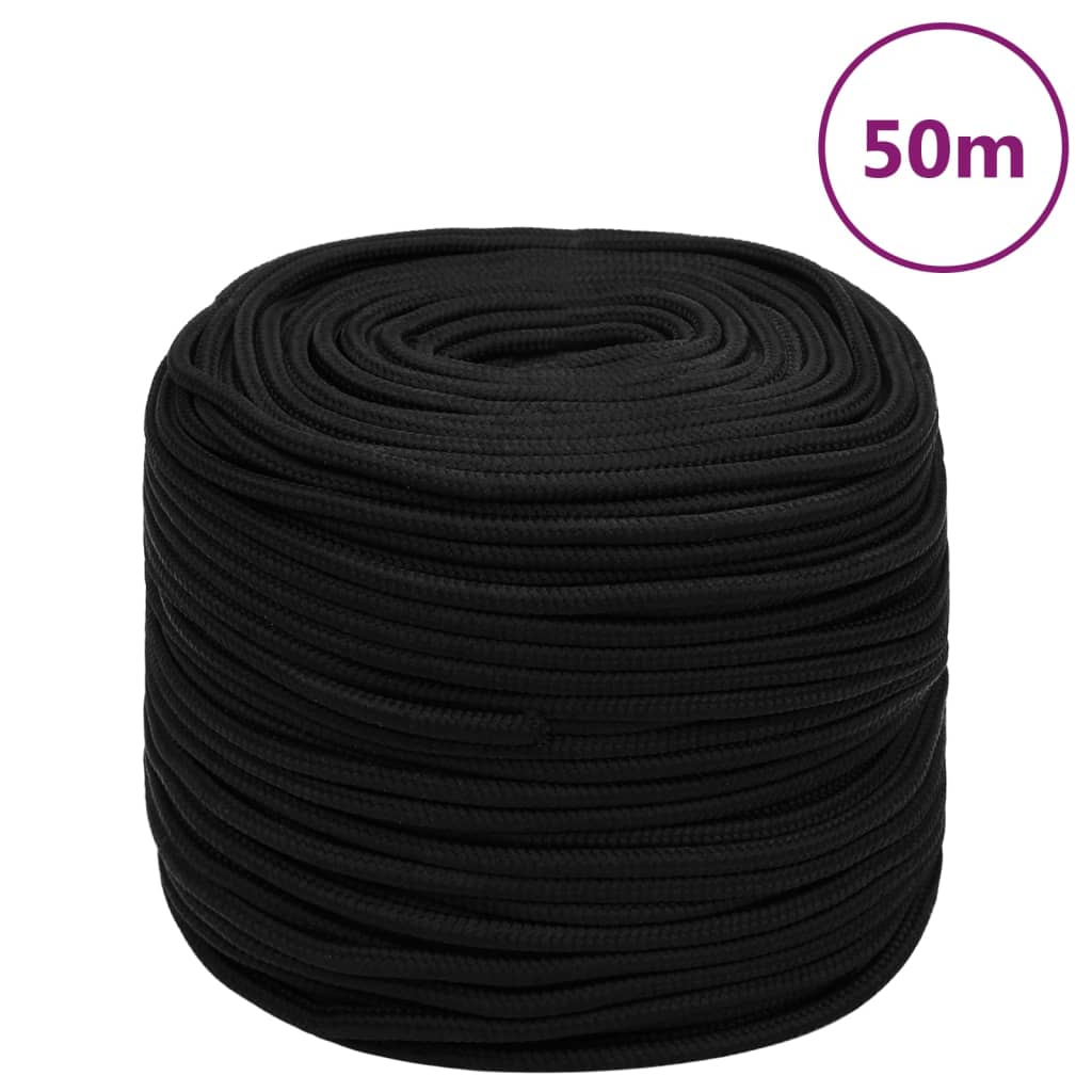 Radno uže crno 8 mm 50 m poliestersko