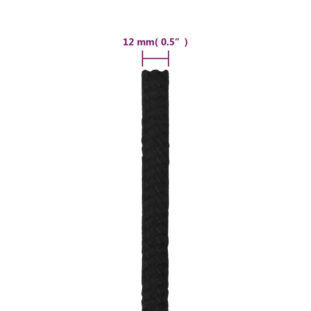 Radno uže crno 12 mm 25 m poliestersko