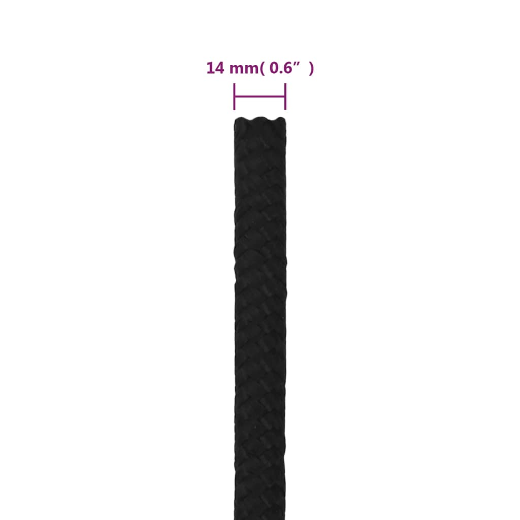 Radno uže crno 14 mm 100 m poliestersko