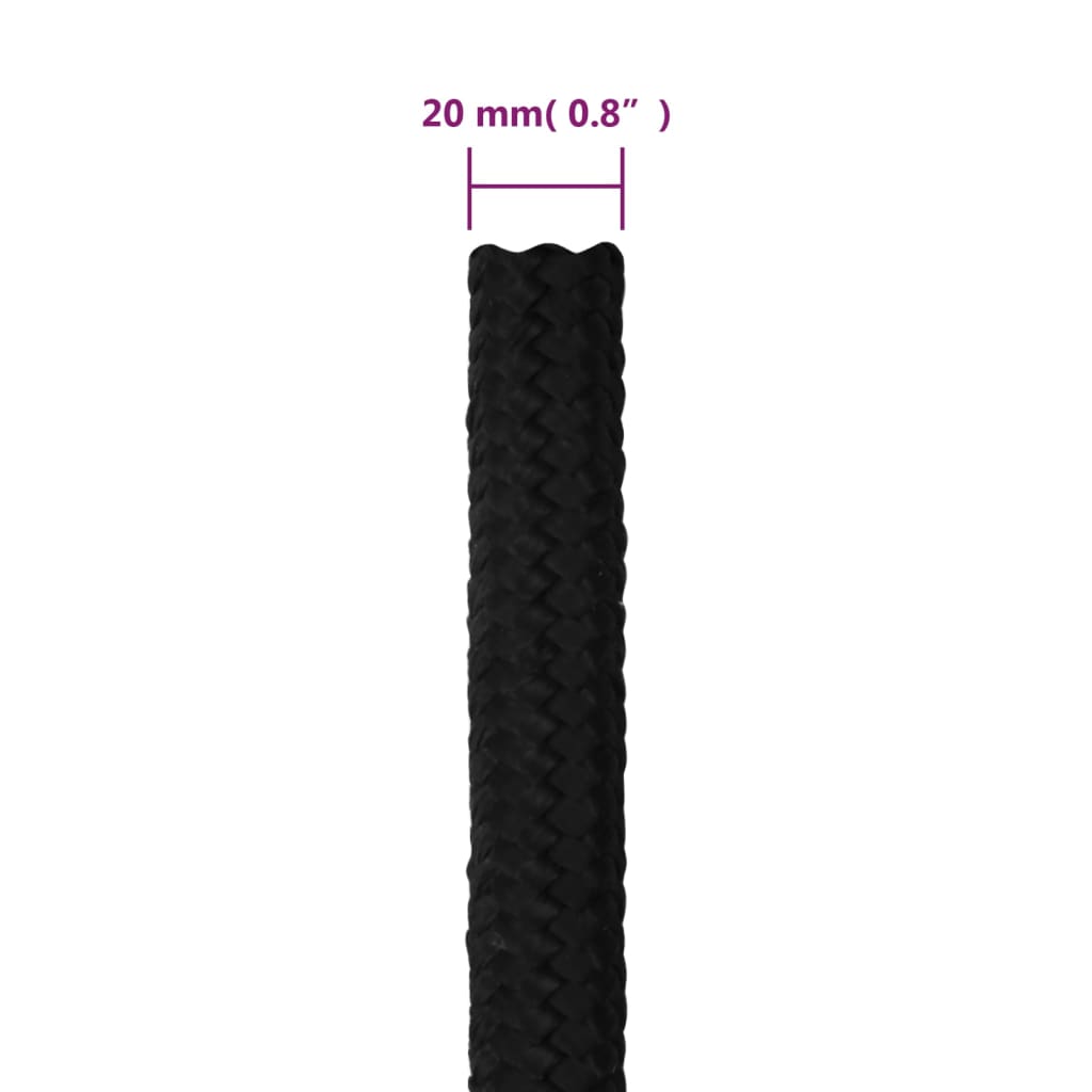 Radno uže crno 20 mm 25 m poliestersko
