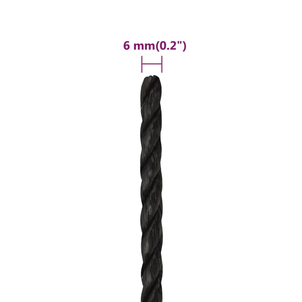 Radno uže crni 6 mm 500 m od polipropilena