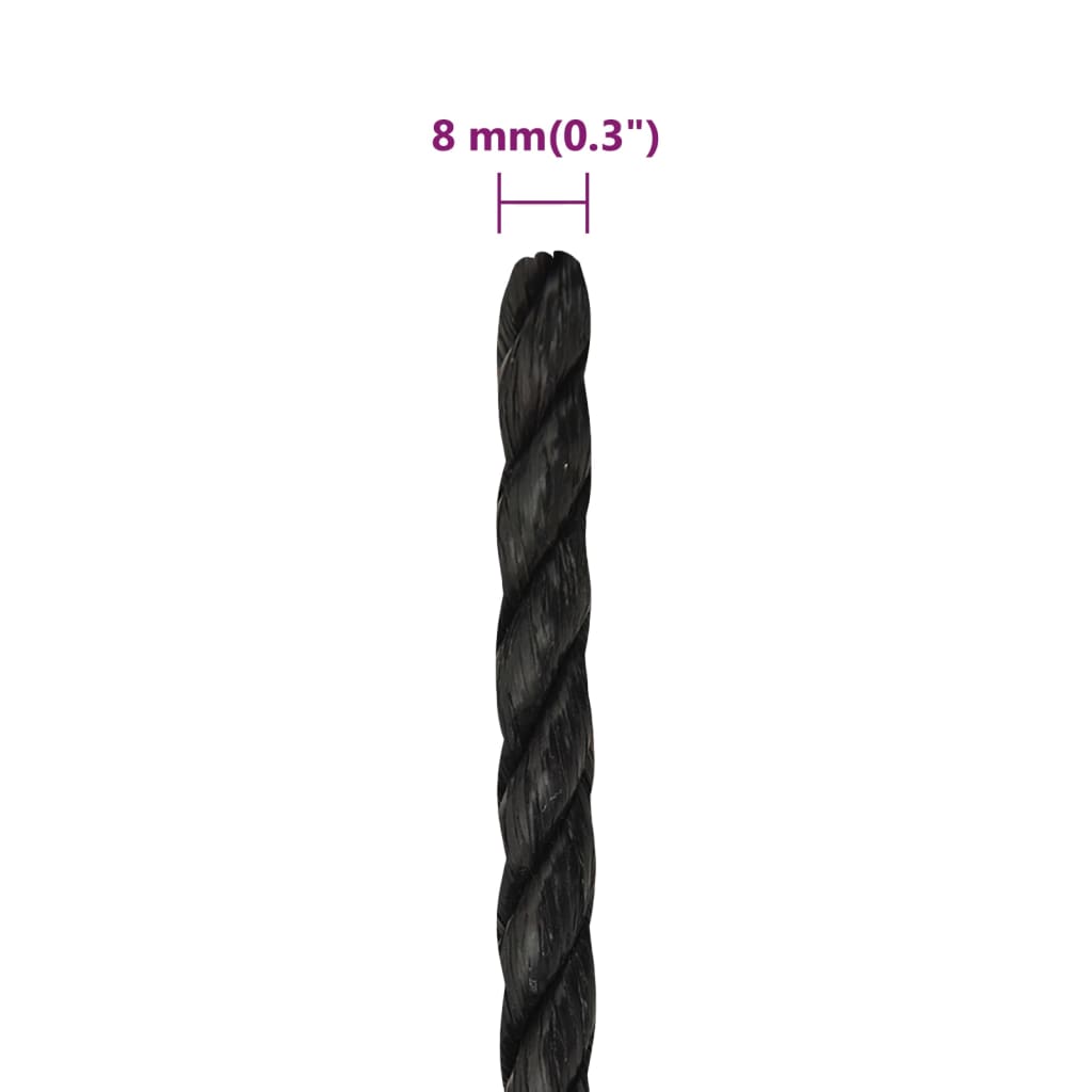 Radno uže crni 8 mm 250 m od polipropilena