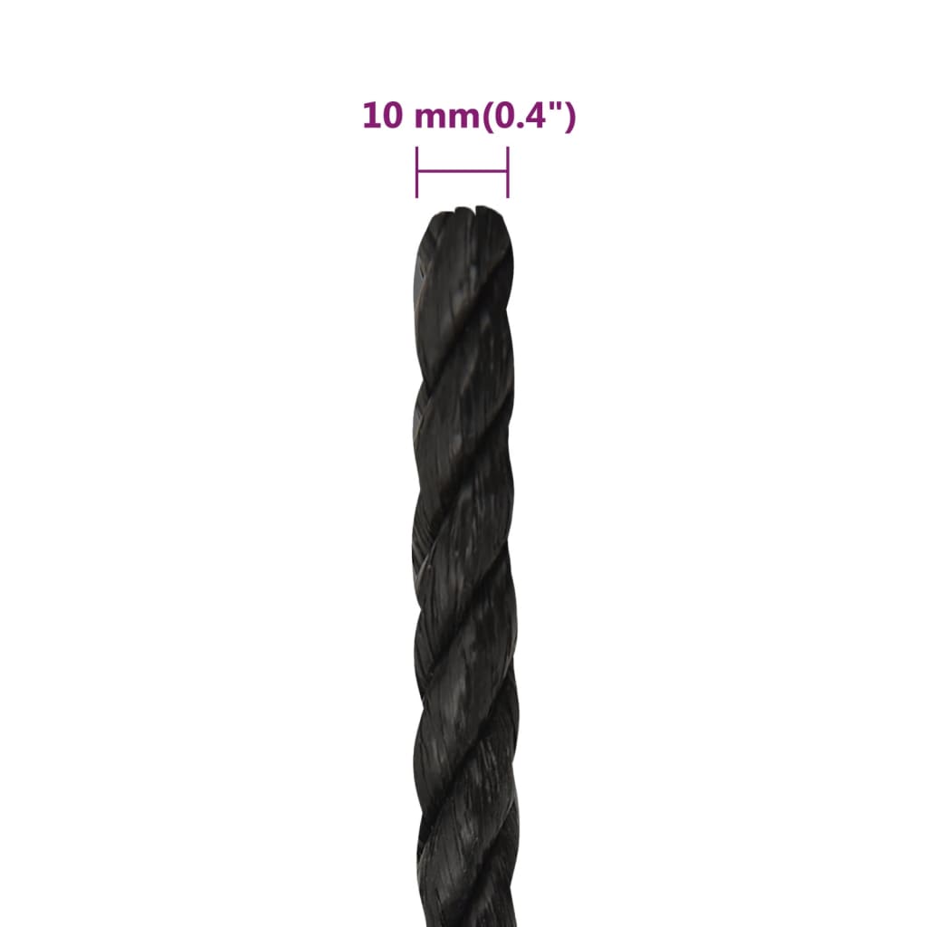 Radno uže crno 10 mm 250 m od polipropilena