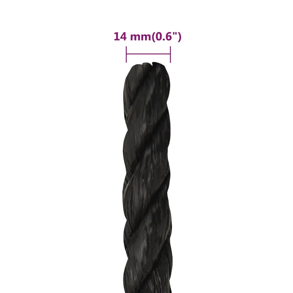 Radno uže crno 14 mm 100 m od polipropilena