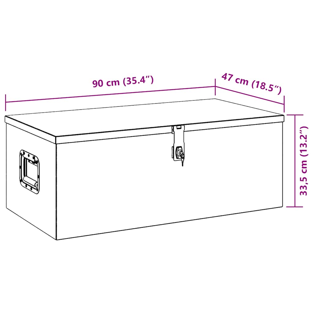 Kutija za pohranu crna 90 x 47 x 33,5 cm aluminijska