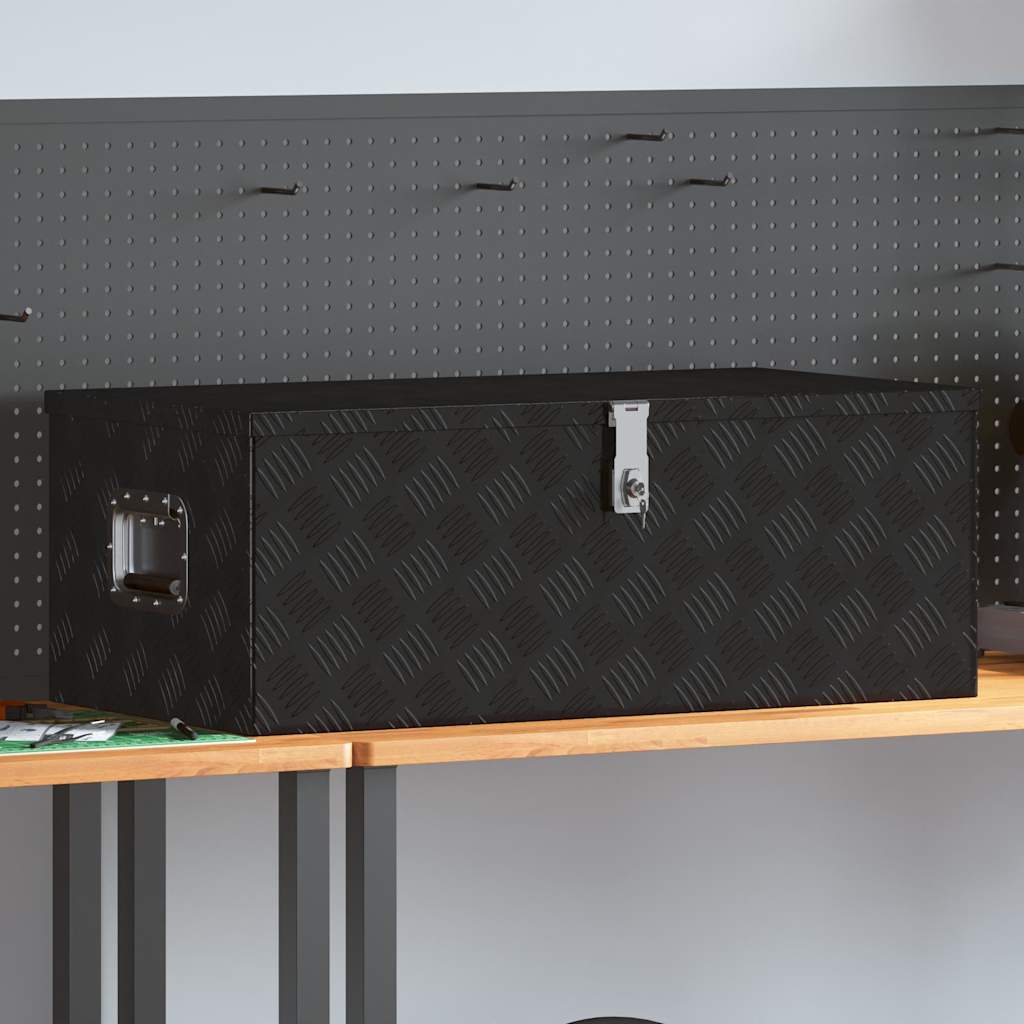 Kutija za pohranu crna 90 x 47 x 33,5 cm aluminijska