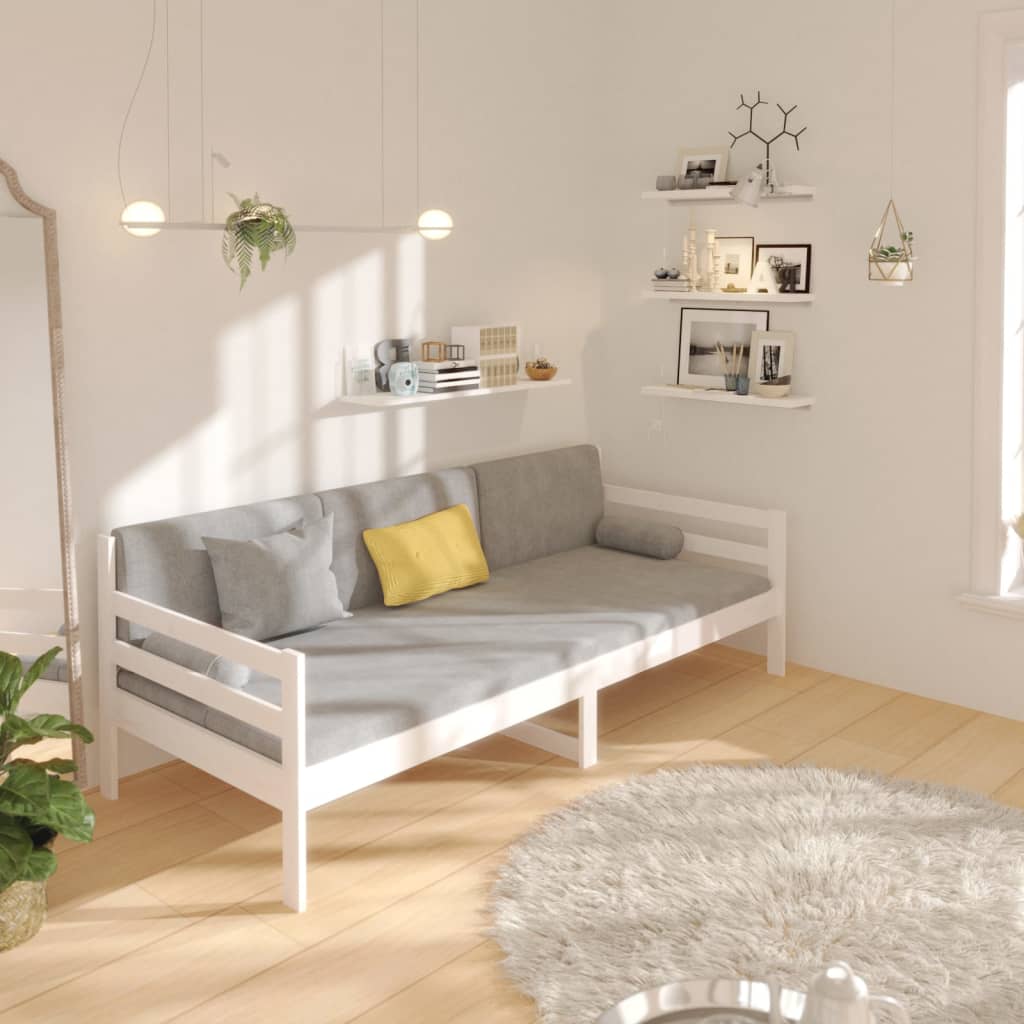 Dnevni krevet bez madraca bijeli 90 x 190 cm masivna borovina
