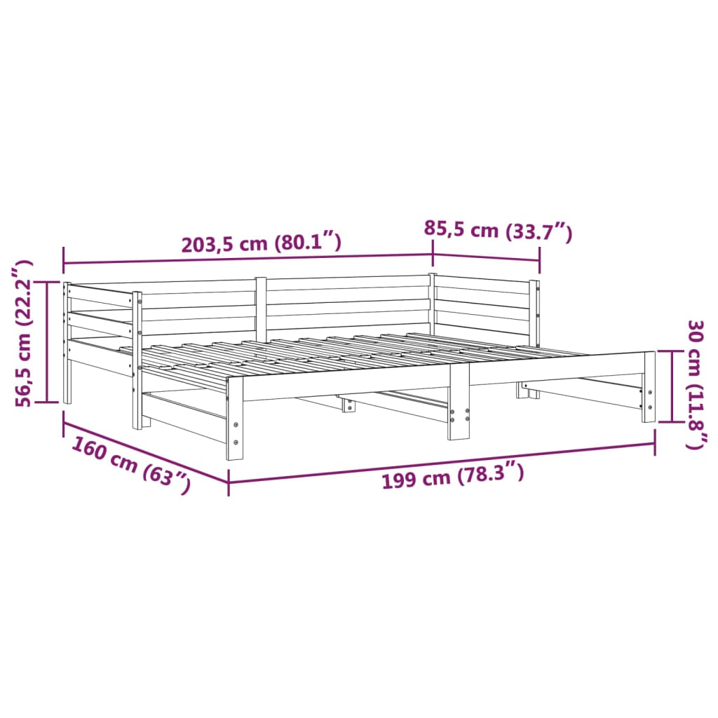 Dnevni krevet na izvlačenje bez madraca 80x200 cm