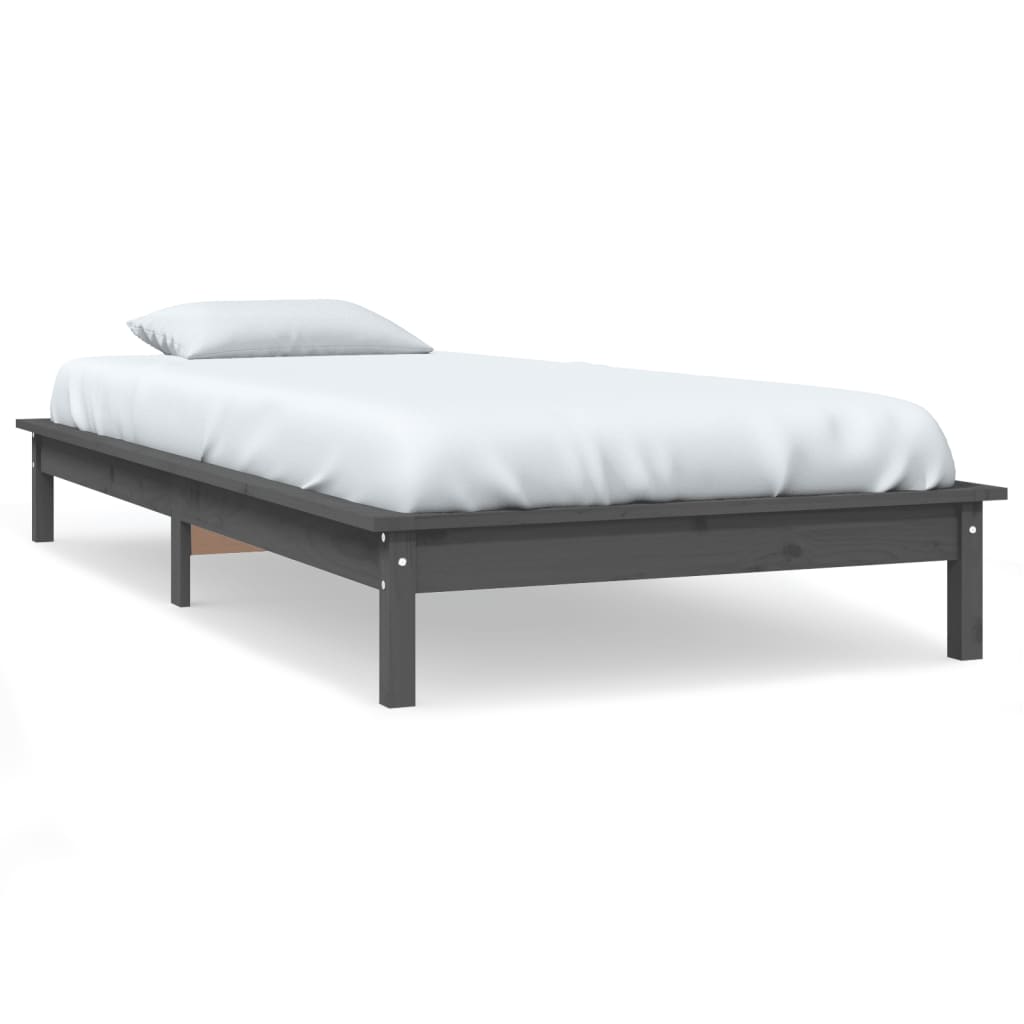 Okvir za krevet sivi 100 x 200 cm od masivne borovine