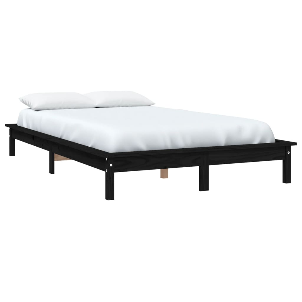 Okvir kreveta crni 150x200 cm veliki bračni od masivne borovine