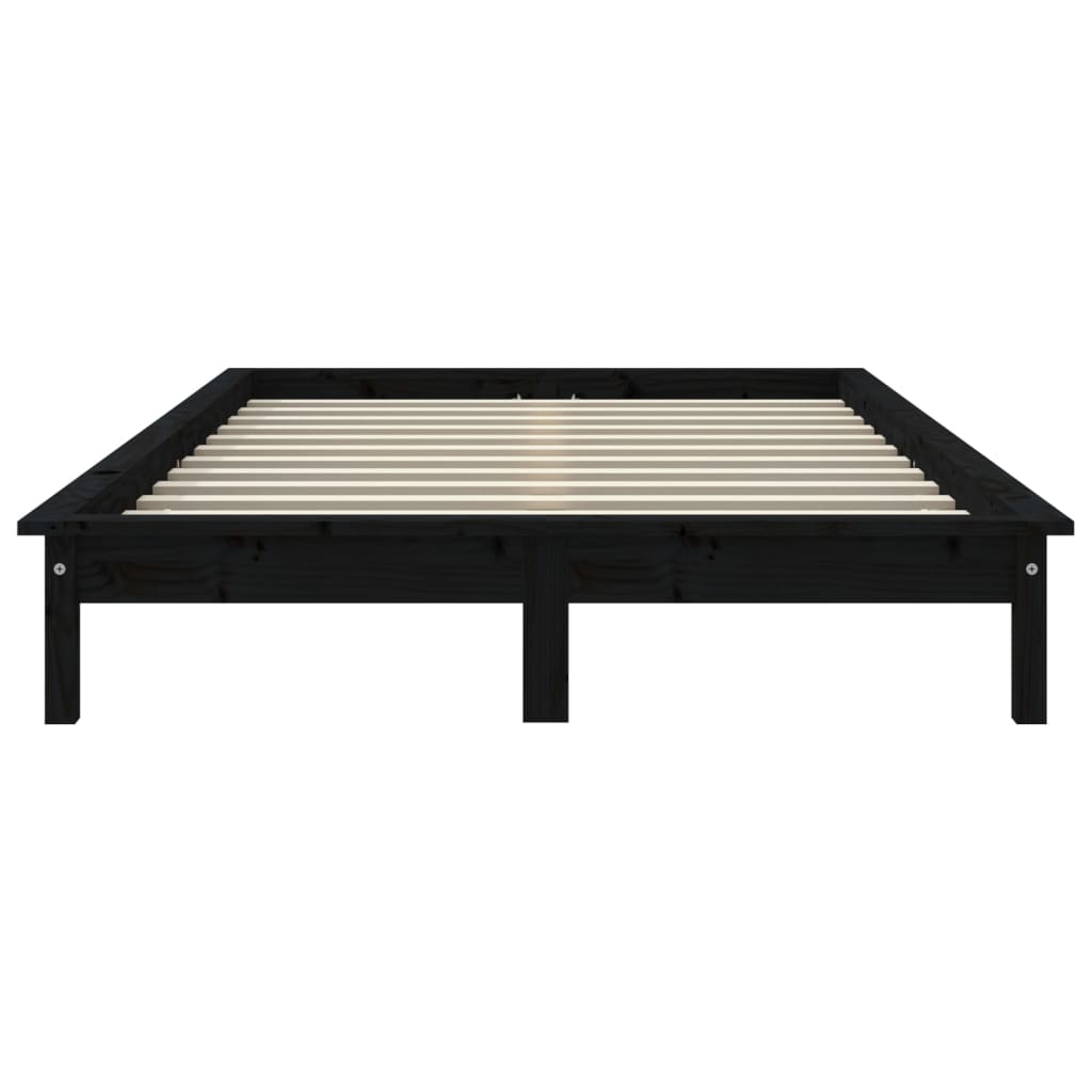 Okvir kreveta crni 150x200 cm veliki bračni od masivne borovine