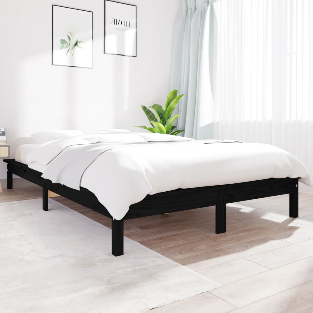 Okvir za krevet od borovine crni 180 x 200 cm veliki bračni