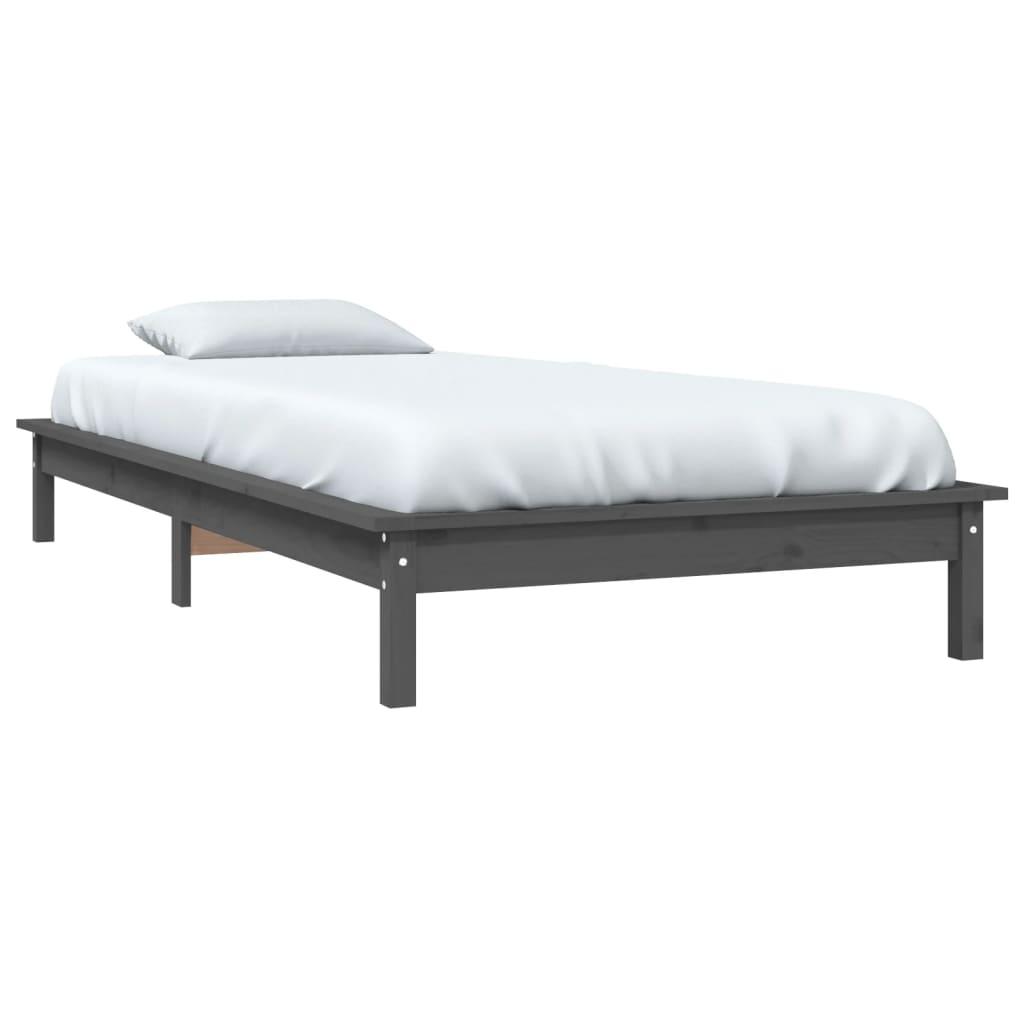 Okvir za krevet sivi od borovine 90 x 190 cm jednokrevetni
