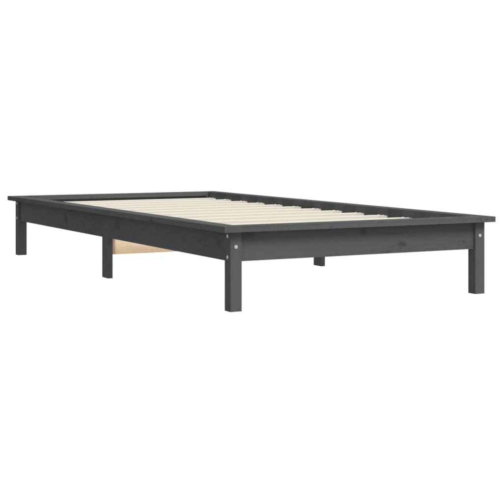 Okvir za krevet sivi od borovine 90 x 190 cm jednokrevetni