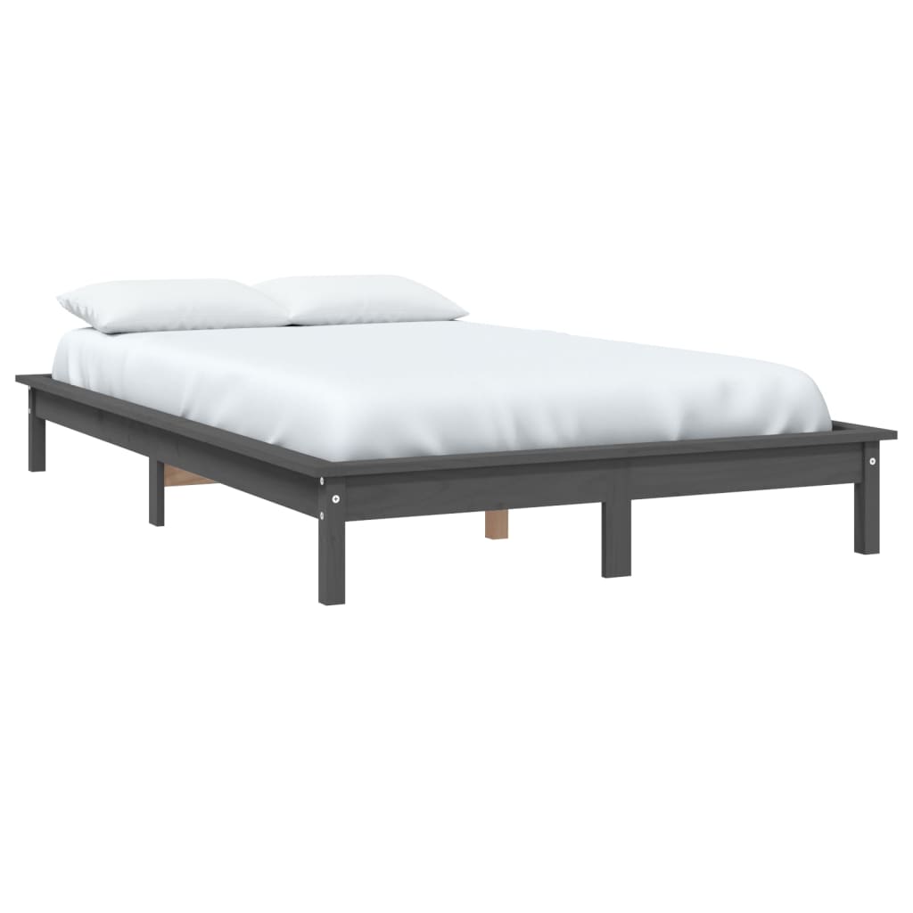 Okvir za krevet sivi 120x190 cm masivna borovina mali bračni