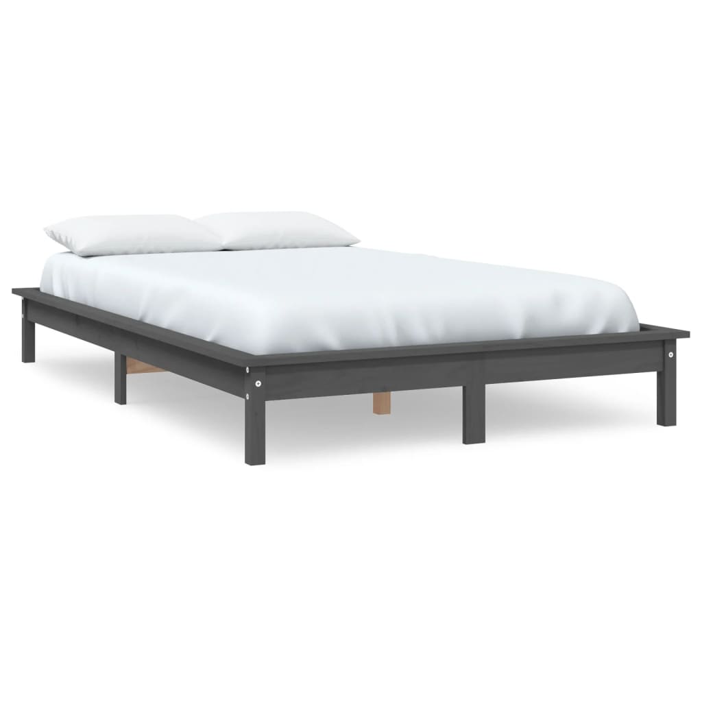 Okvir za krevet sivi 140x190 cm od masivnog drva