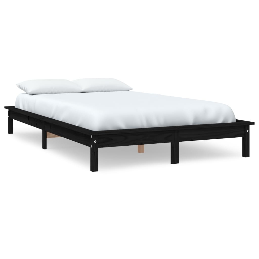 Okvir za krevet crni 140x190 cm od masivnog drva
