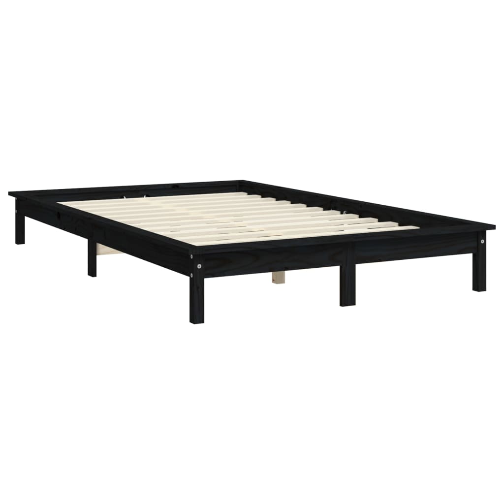 Okvir za krevet crni 140x190 cm od masivnog drva