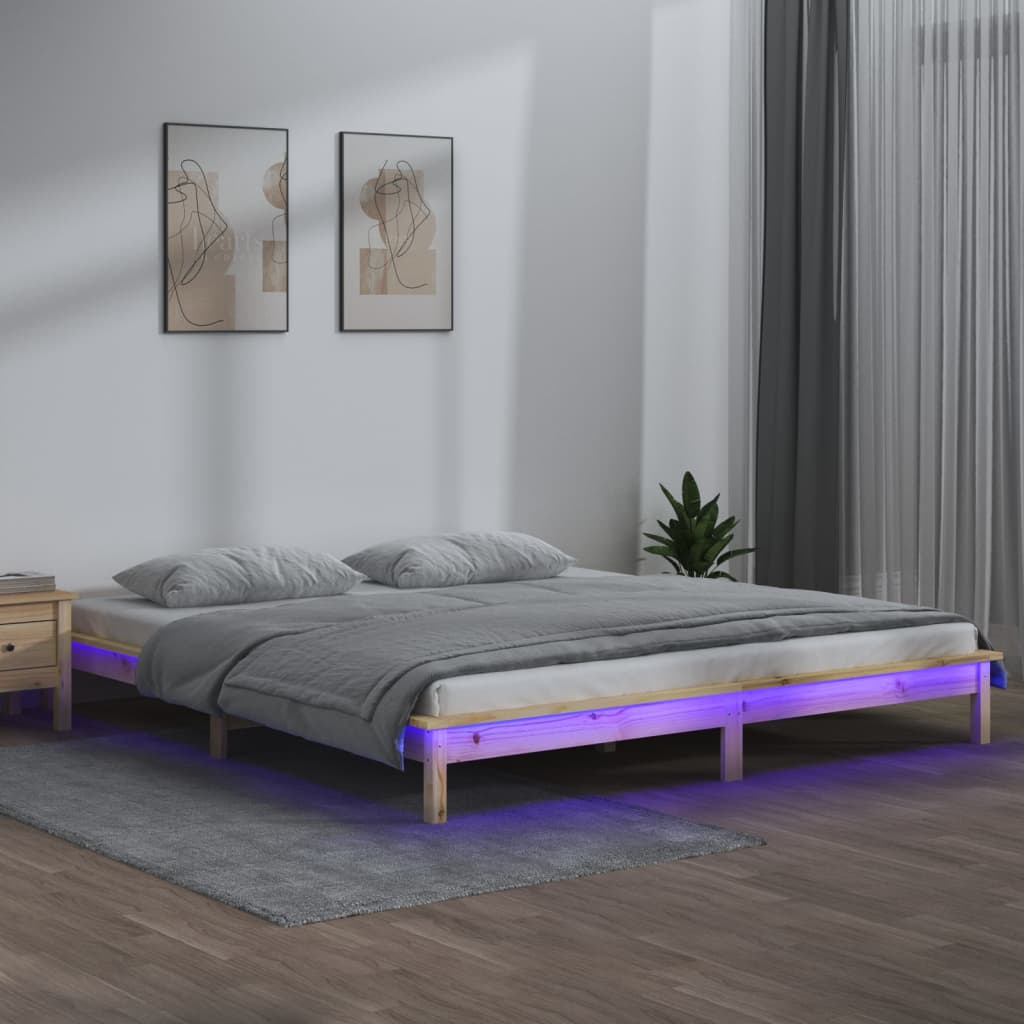 LED okvir za krevet 120 x 200 cm od masivnog drva