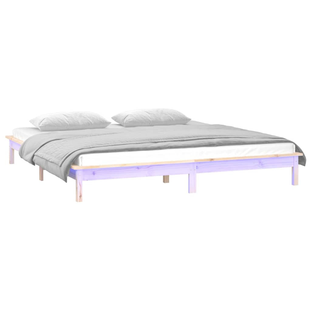 LED okvir za krevet 200 x 200 cm od masivnog drva