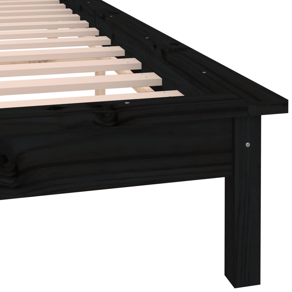 LED okvir za krevet crni 200 x 200 cm od masivnog drva