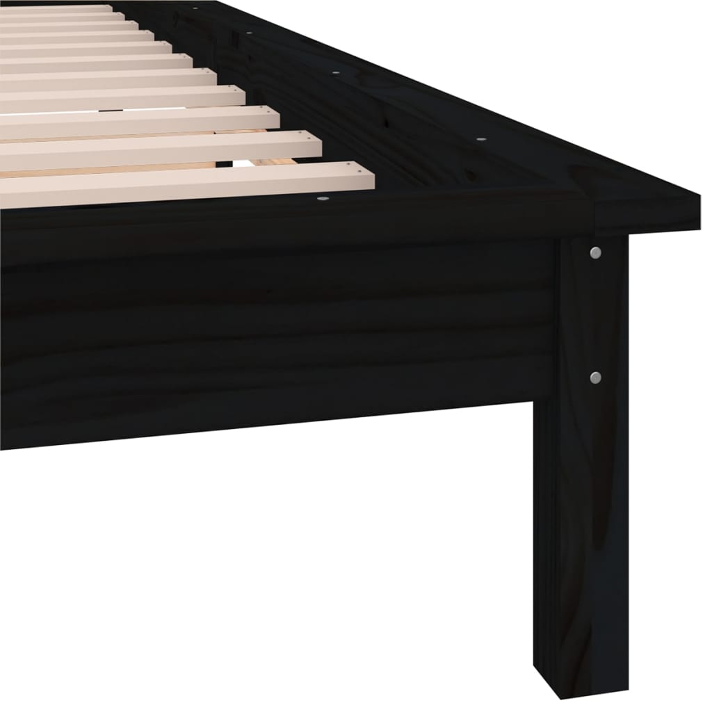 LED okvir kreveta crni 75 x 190 cm mali od masivnog drva