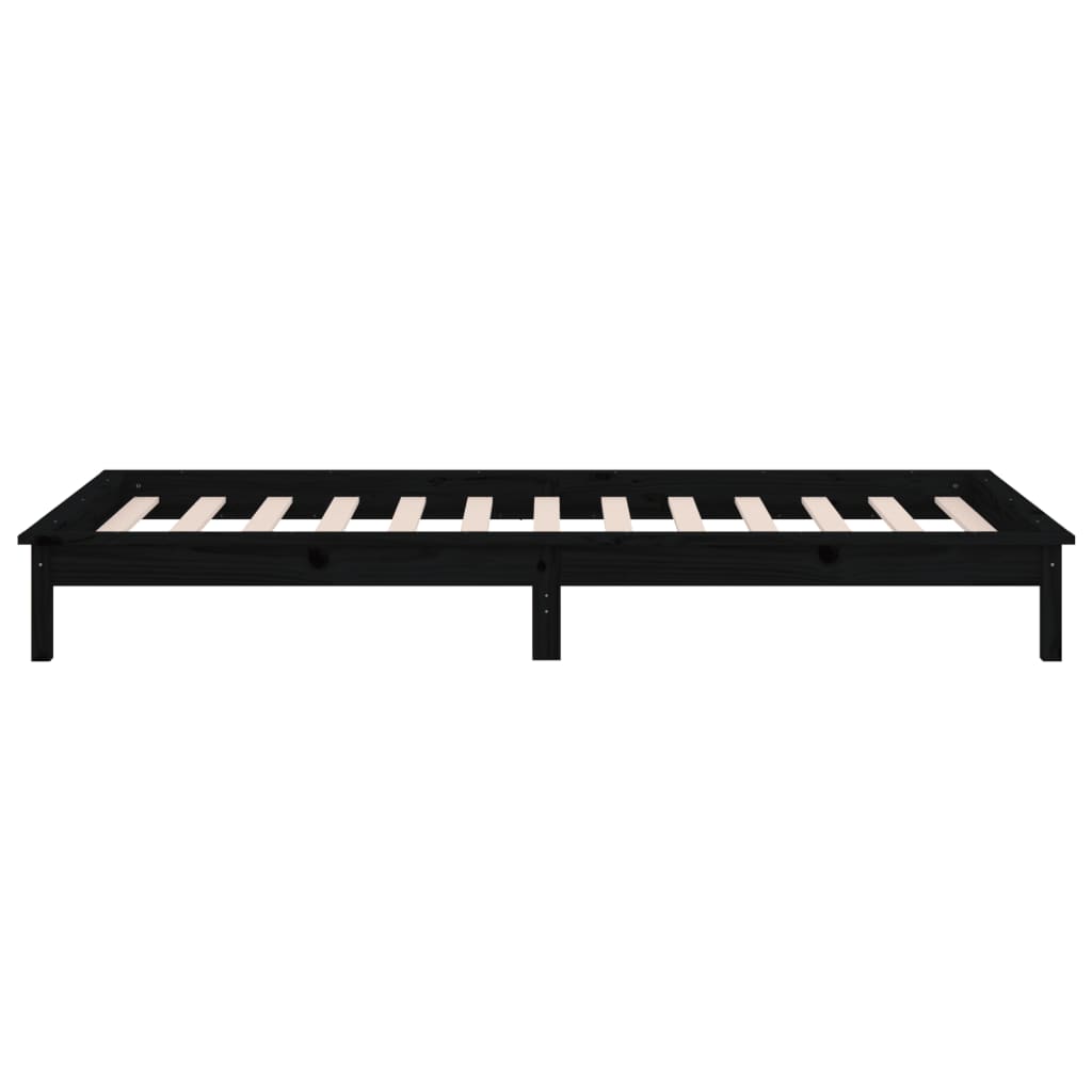 LED okvir kreveta crni 90 x 190 cm mali od masivnog drva