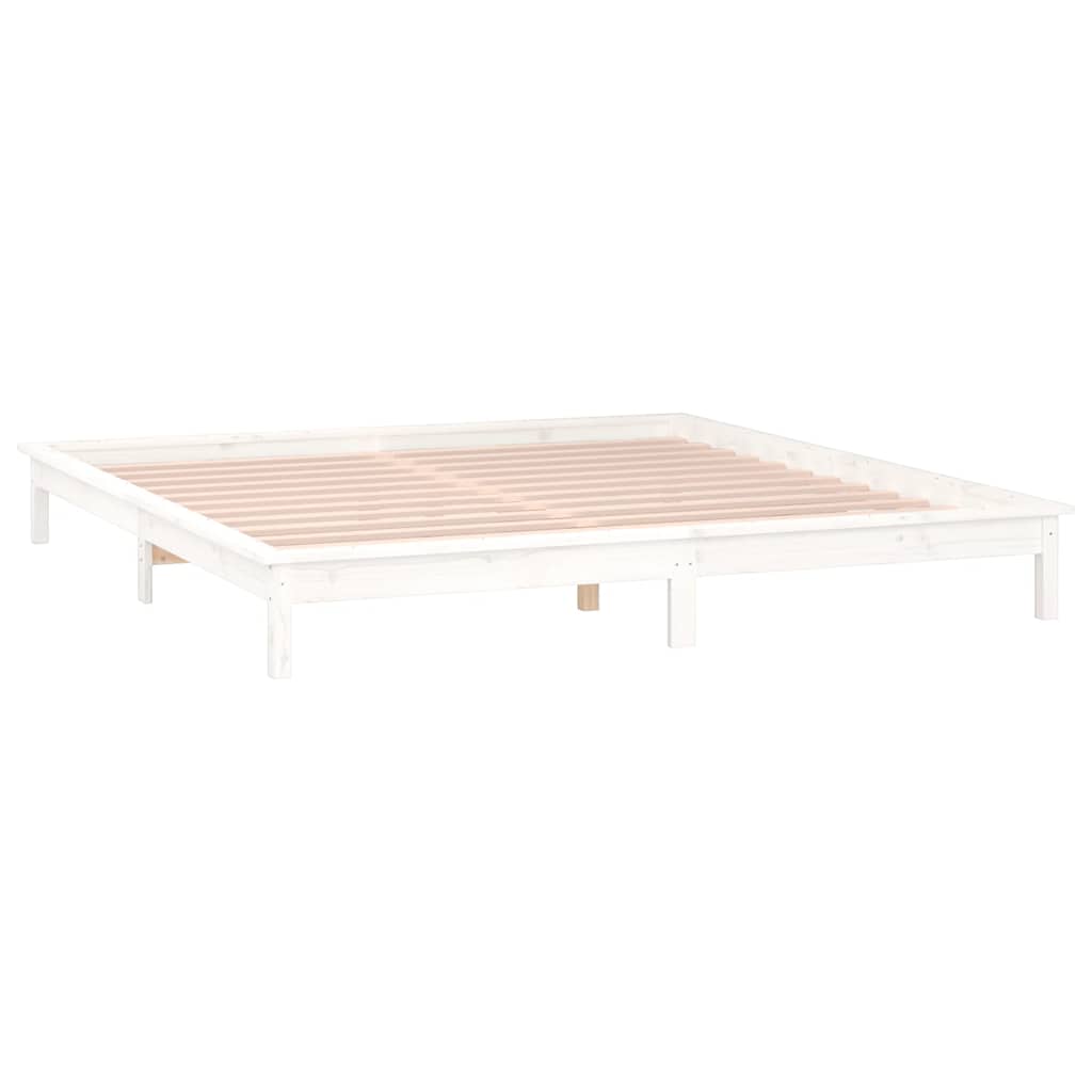 LED okvir kreveta bijeli 120x190 cm mali bračni masivno drvo