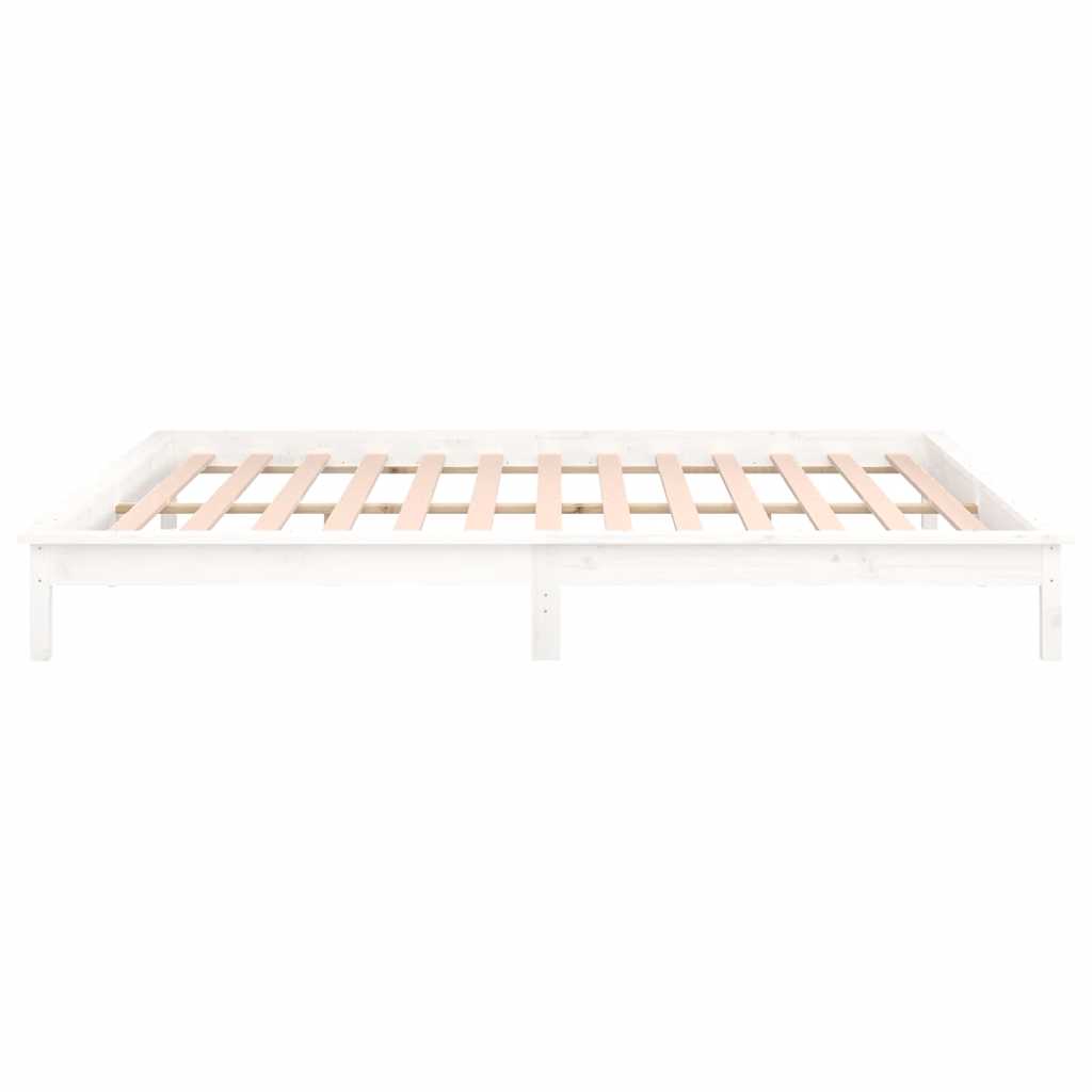 LED okvir kreveta bijeli 120x190 cm mali bračni masivno drvo