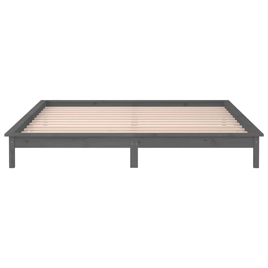 LED okvir kreveta sivi 120x190 cm mali bračni od masivnog drva