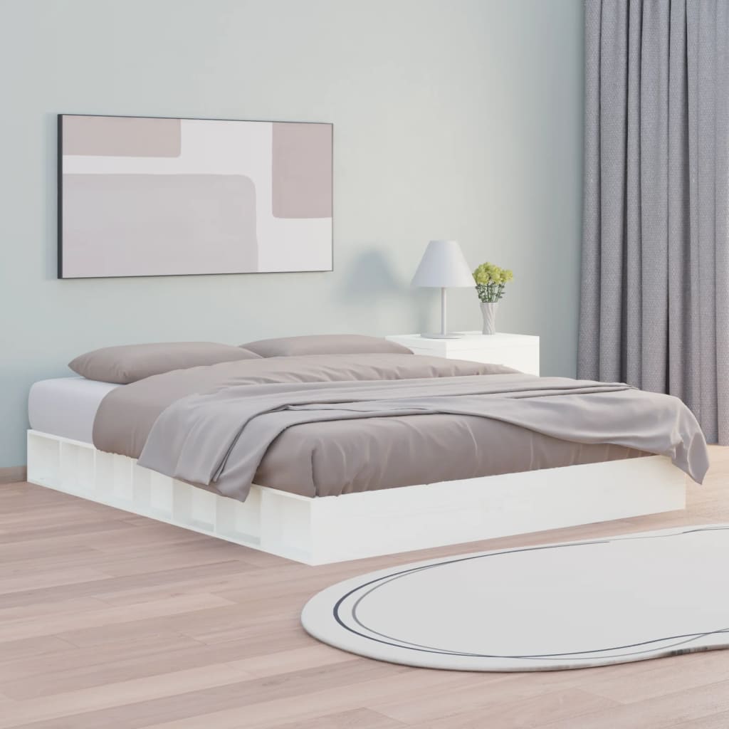 okvir za krevet bijeli 200 x 200 cm od masivnog drva