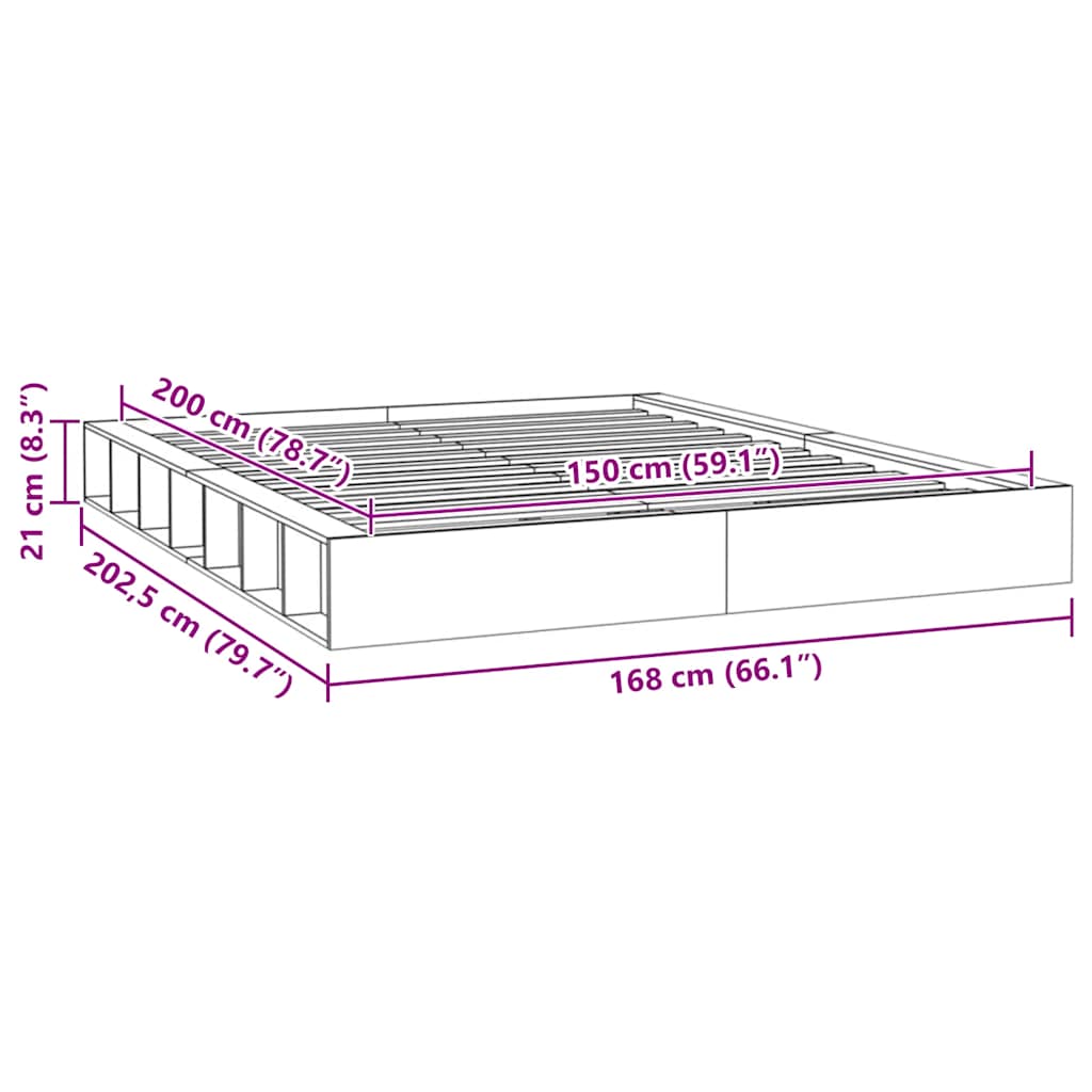 Okvir za krevet od masivnog drva 150x200 cm veliki bračni