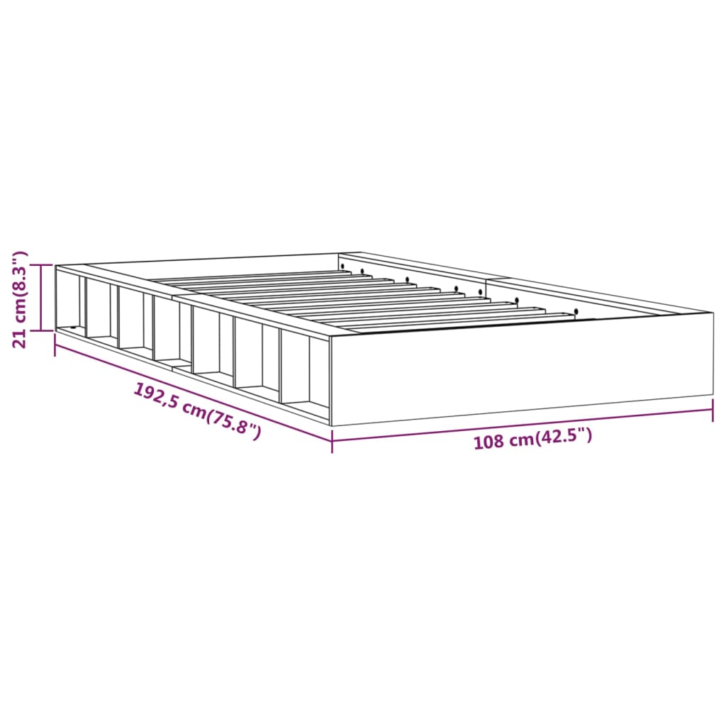 Okvir za krevet bijeli 90x190 cm jednokrevetni masivno drvo