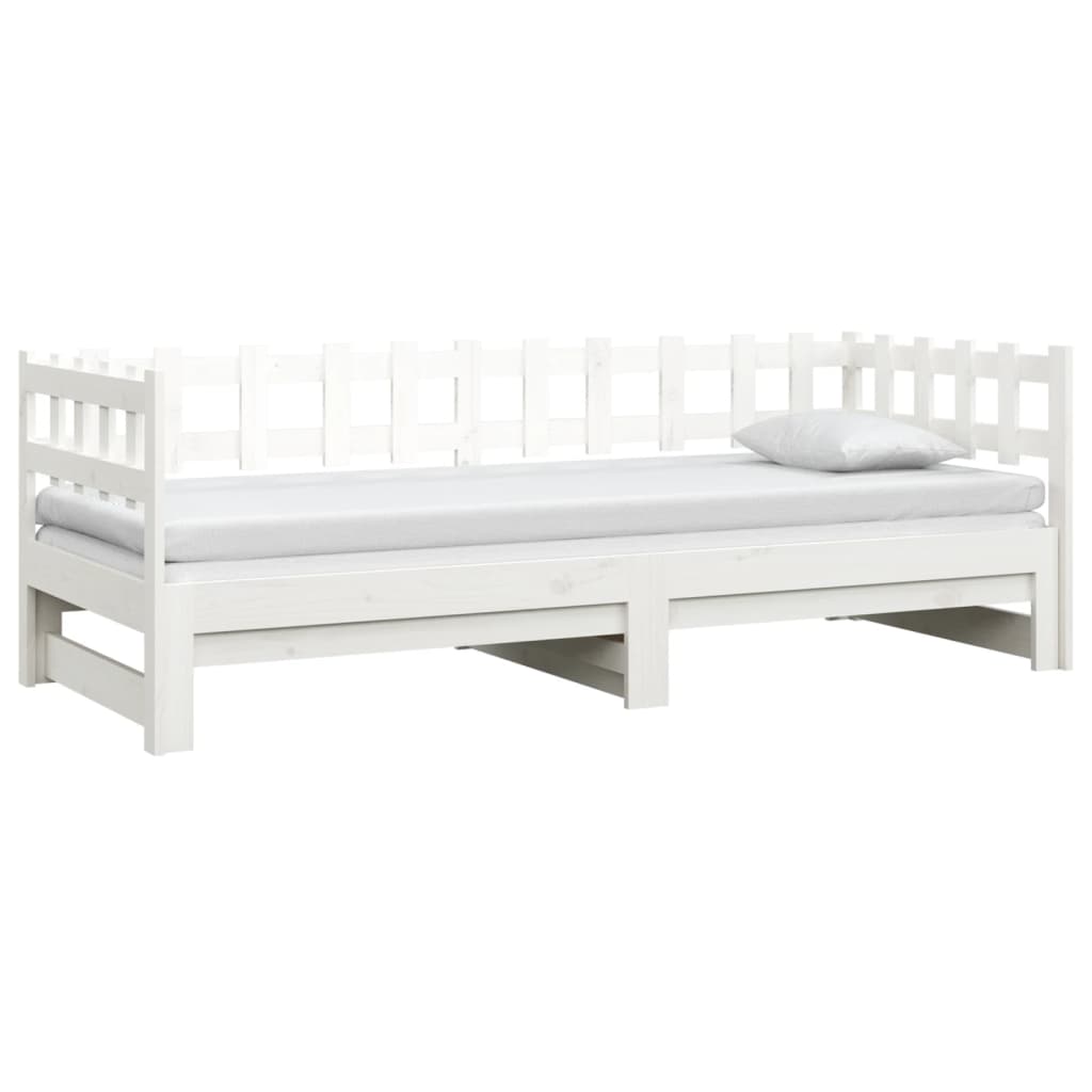 Dnevni ležaj na izvlačenje bijeli 2x(90x200)cm masivna borovina